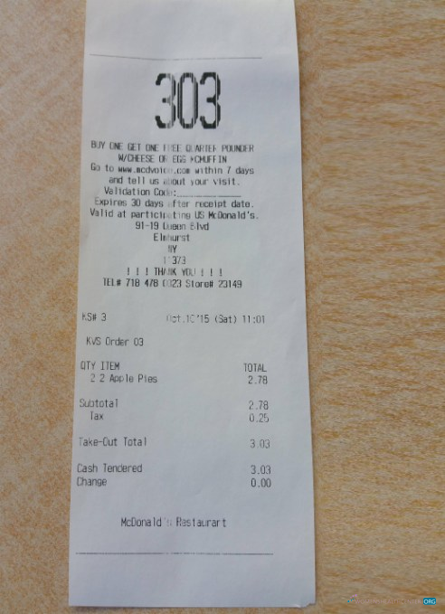 Download McDonald's Fast food restaurant receipt Photoshop template